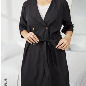Black cropped sleeve coat
